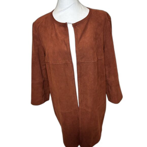 Chico's Topper Faux Suede Open Front Cardigan Jacket Duster Womens Style - Picture 2 of 6